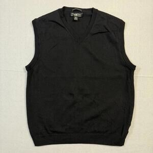 Pronto Uomo Merino Wool Sweater Vest Black V Neck Mens XL